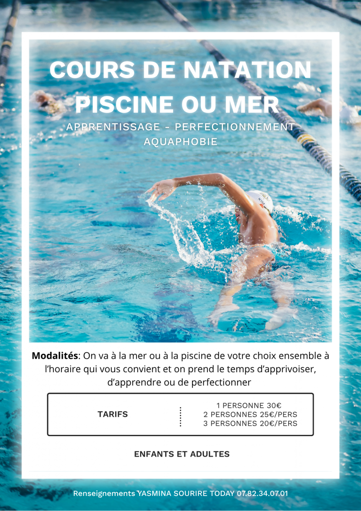 Affiche Cours de Natation Professionnel Simple