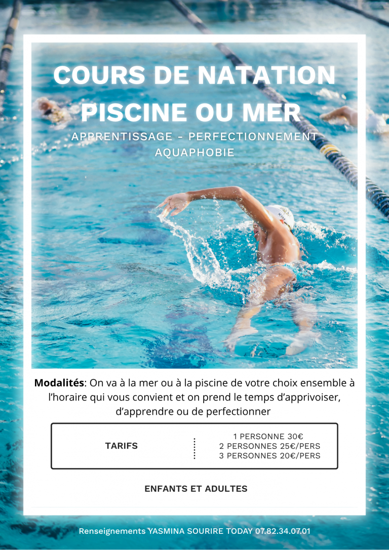 Affiche Cours de Natation Professionnel Simple