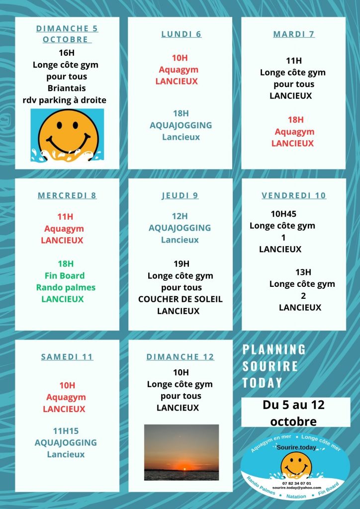 Bleu Vague Motif Hebdomadaire Calendrier Planning