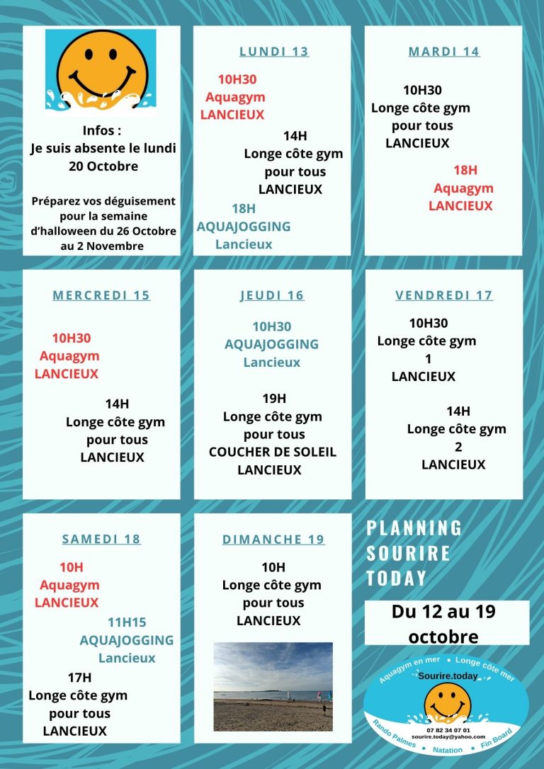 Copie de Bleu Vague Motif Hebdomadaire Calendrier Planning