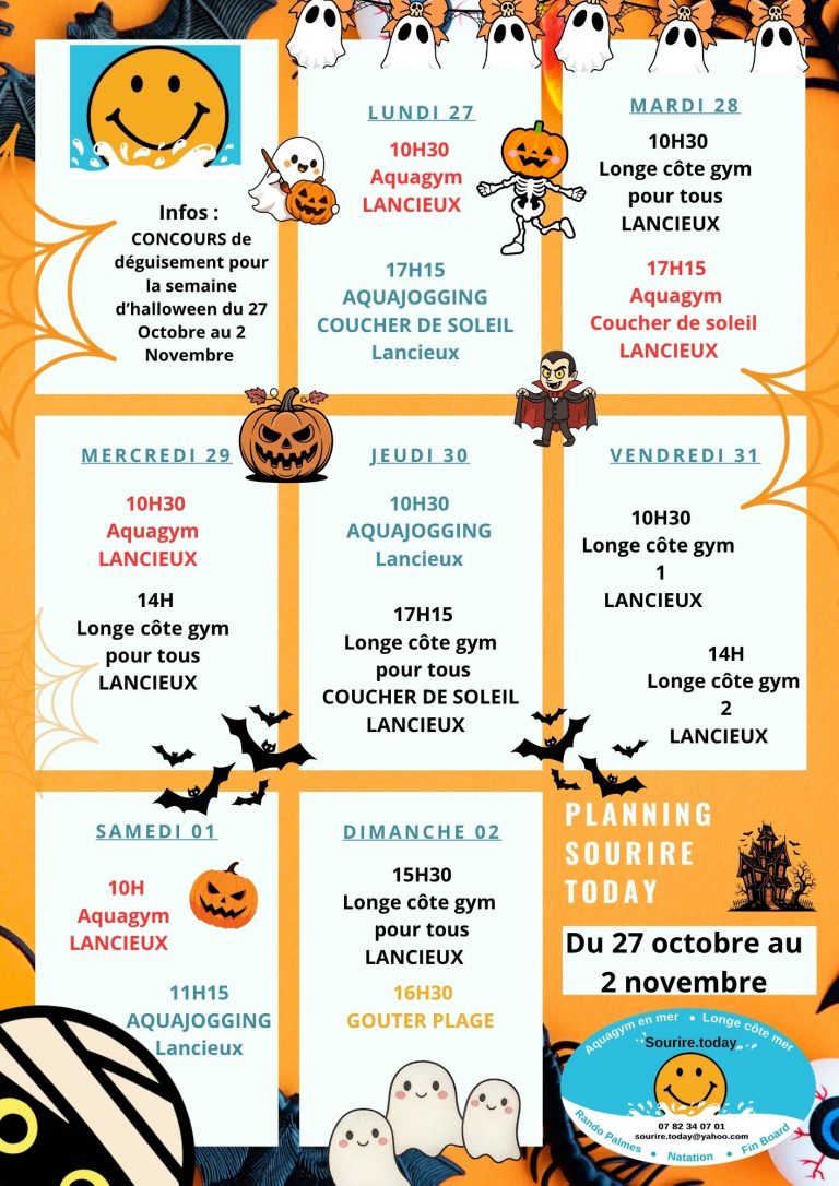 Bientôt le semaine d'halloween 1 Copie de Copie de Bleu Vague Motif Hebdomadaire Calendrier Planning