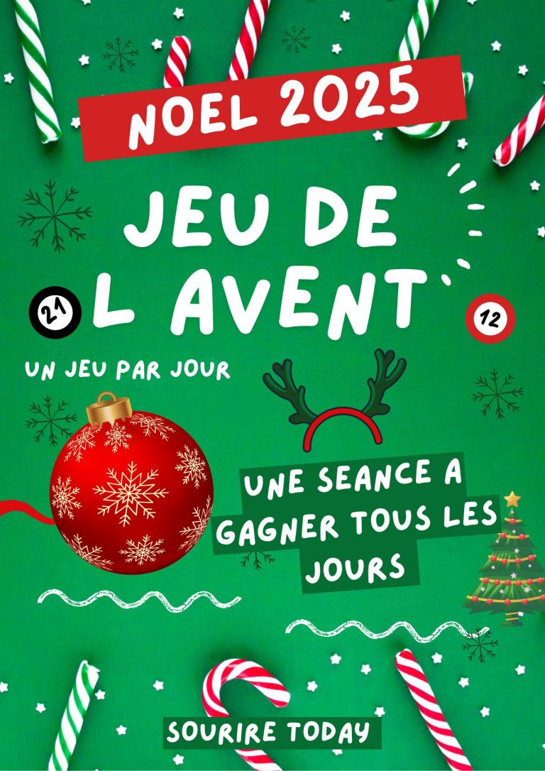 Jeu de l'avent 2025 1 Affiche Annonce Evenement Festif Loto Noel Vert Rouge Blanc Illustre Photos Moderne