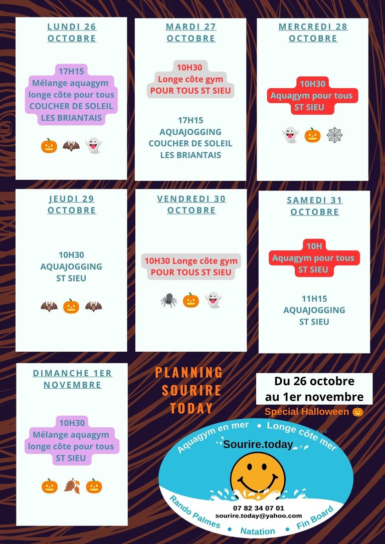 Planning 26 oct 1er nov 2026 Halloween